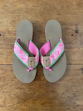 Eliza B Pink & Green Golf Tee Print Sandals